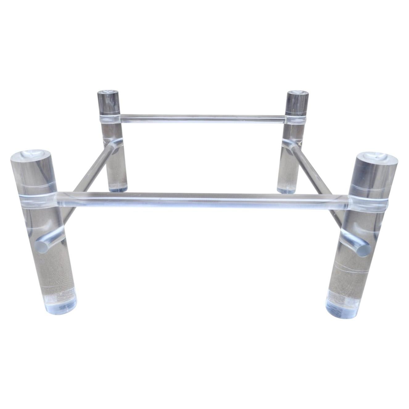 Modern Tubular Lucite Square Coffee Table Base For Sale