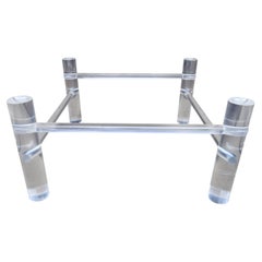 Modern Tubular Lucite Square Coffee Table Base