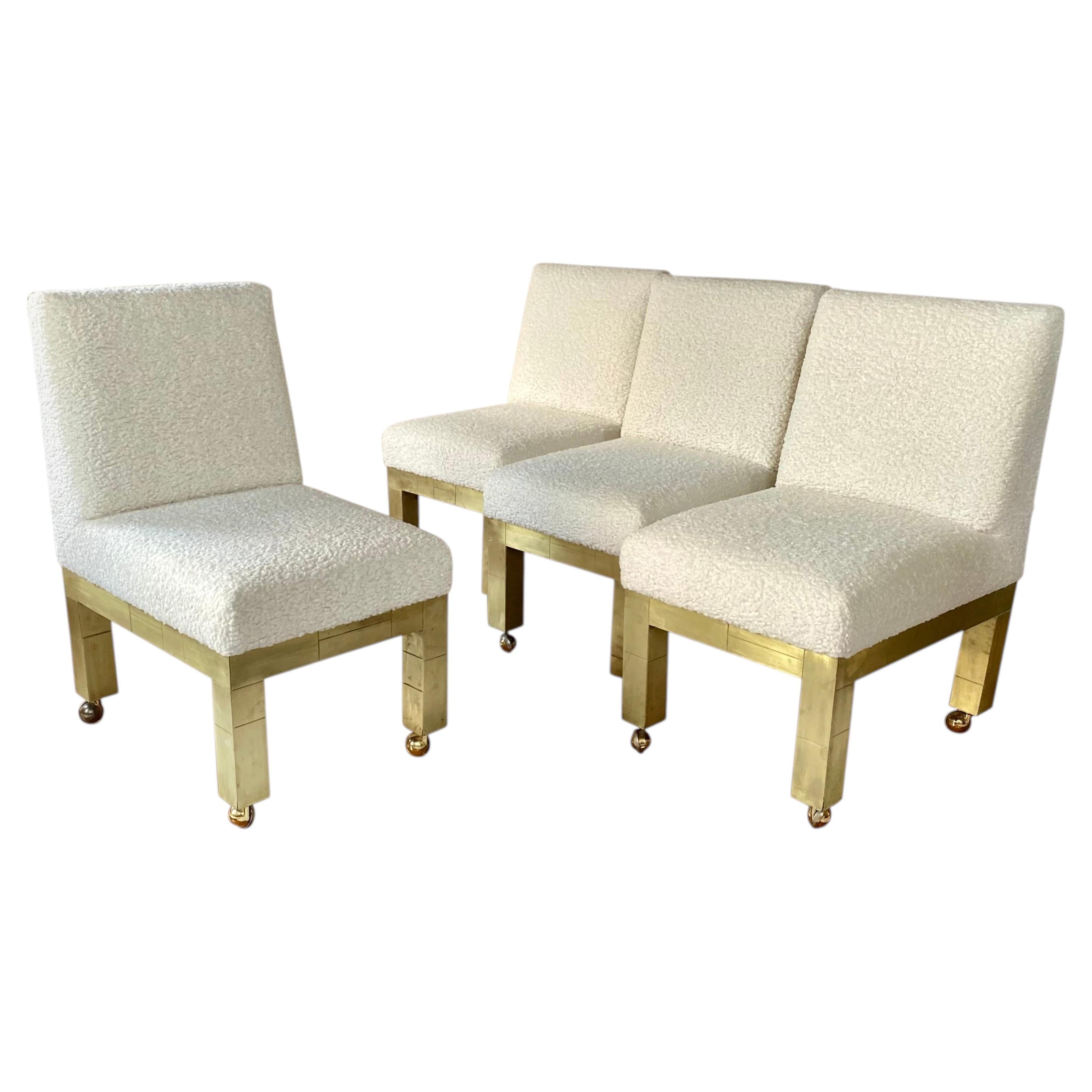 Paul Evans Cityscape Cubist Dining Chairs Mid-Century Modern Boucle Fabric 1970s For Sale