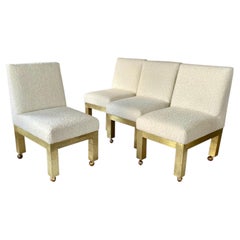 Paul Evans Cityscape Cubist Dining Chairs Mid-Century Modern Boucle Fabric 1970s