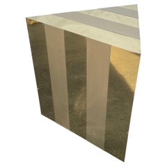 Paul Evans Style Mid-Century Modern Gold Cityscape Triangular End Side Table