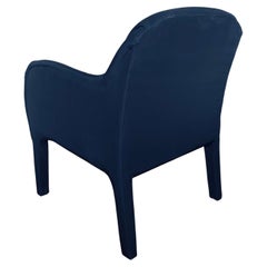 1980’s Post Modern Sculptural Black Upholstered Lounge Rounded Arm Chair