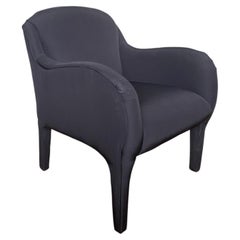 1980’s Post Modern Sculptural Black Upholstered Lounge Rounded Arm Chair