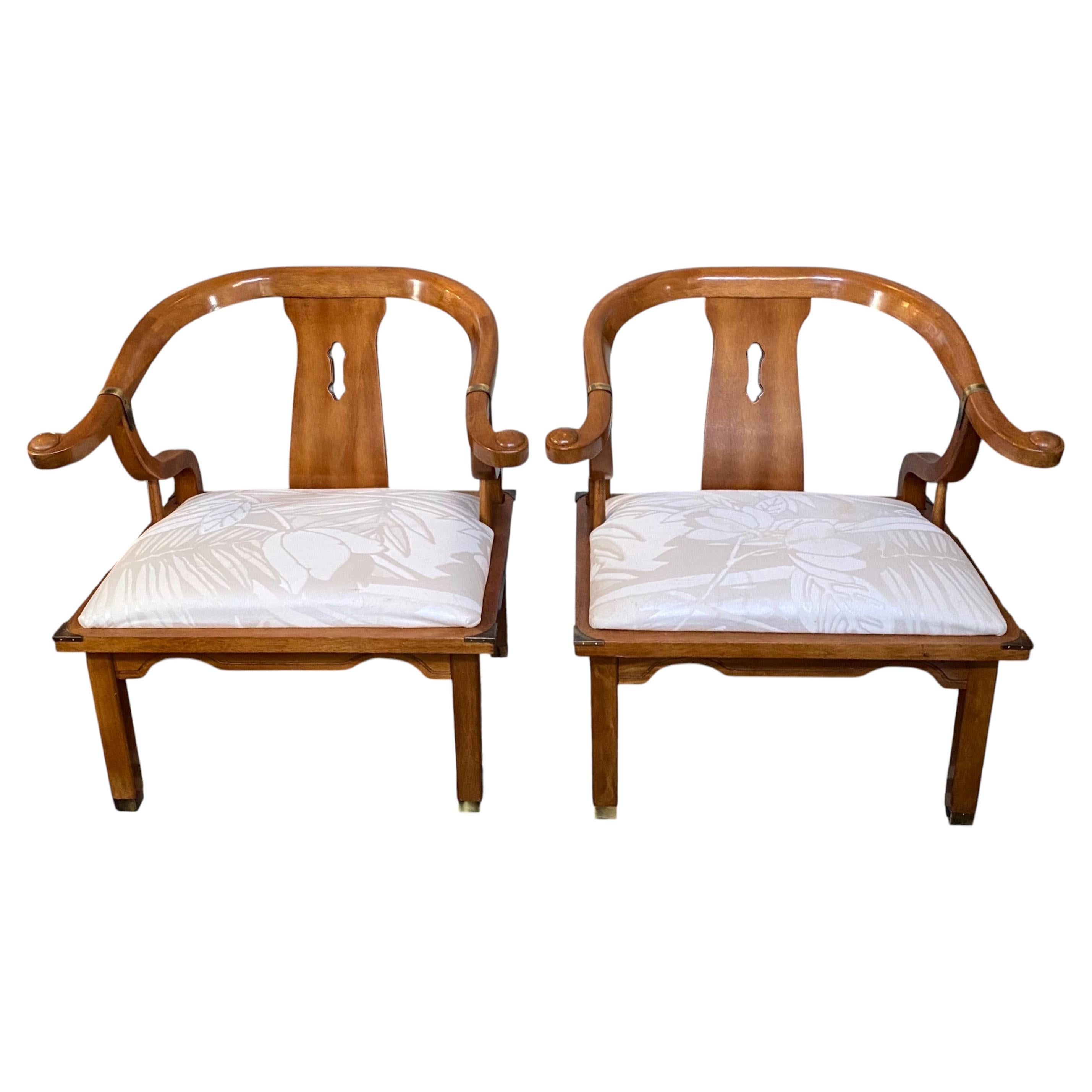 James Mont Hollywood Regency Style Chinoiserie Lounge Chairs, 1970's