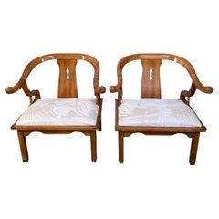 James Mont Hollywood Regency Style Chinoiserie Lounge Chairs, 1970's