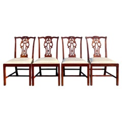 Maitland Smith Chippendale Regency Carved Mahogany Dining Side Chairs