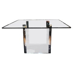 Pace Collection Chrome and Glass Square Dining Table Base, 1970's