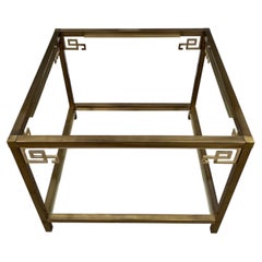 Mastercraft Greek Key Brass Coffee or End Table with Two Tier Smoked Glass Top