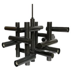 Araña italiana de varillas tubulares de estilo moderno de mediados de siglo Jonathan Adler Milano