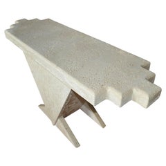 Postmodern Memphis-Style Plaster Geometric Console Table