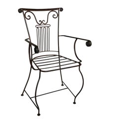 Mid Century Sculptural Neoclassical Style Iron Column Side or Accent Chair