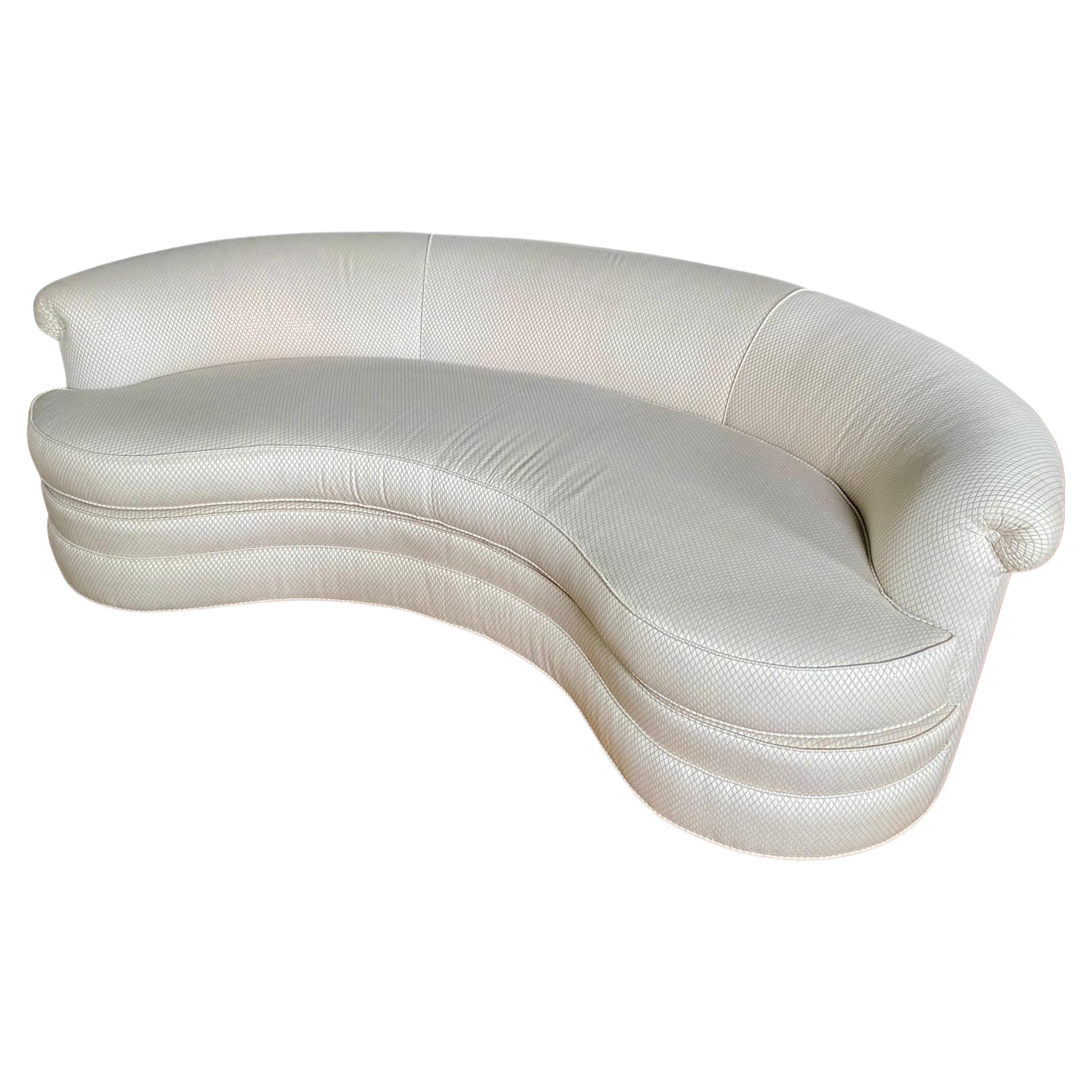 Mid-Century Modern Kidney Shaped Curved Serpentine Biomorphic Cloud Sofa