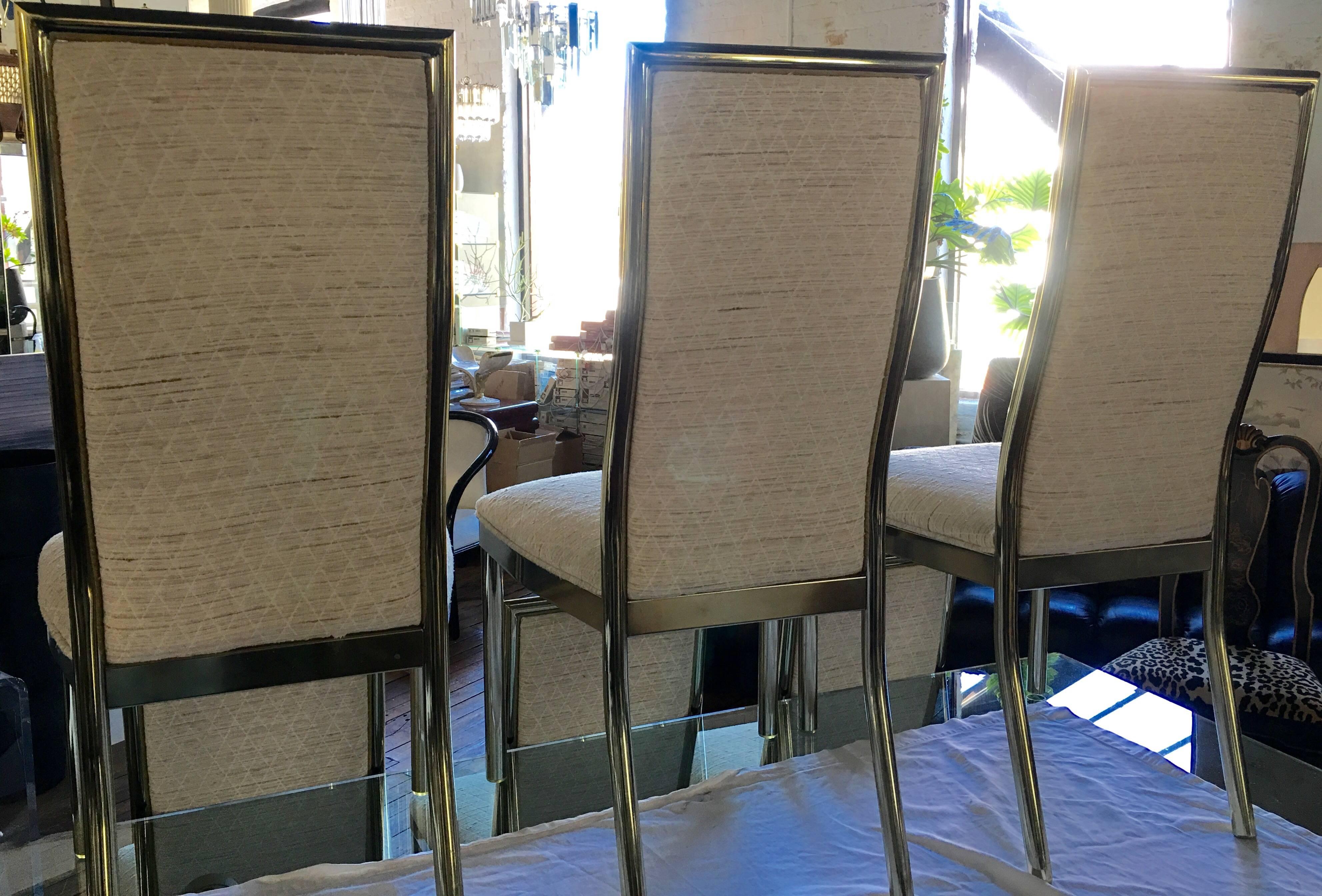 Brass Dining Chairs in the Style of Milo Baughman, Set of Six 1