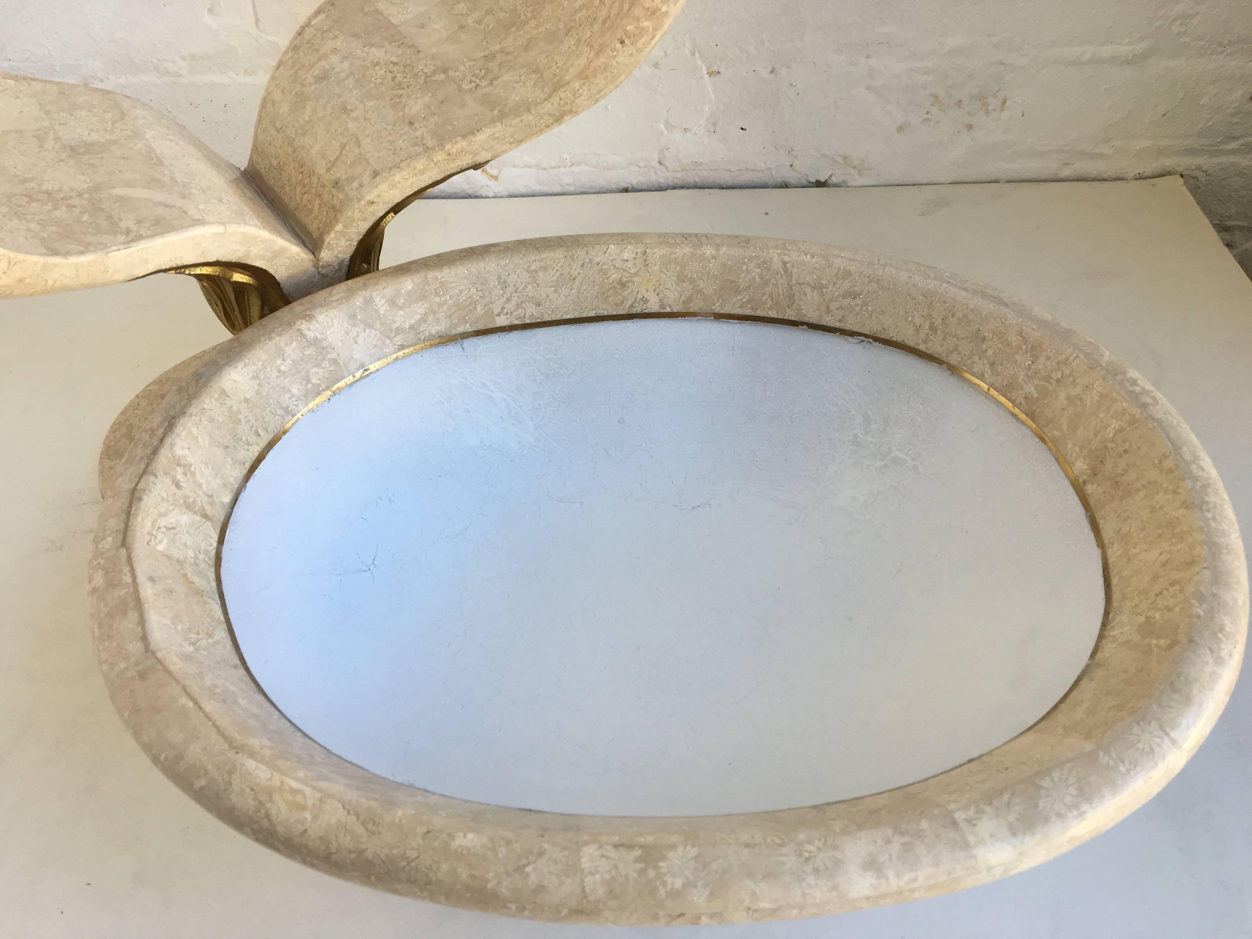 Brass Maitland-Smith Style Tessellated Stone Centerpiece Urn