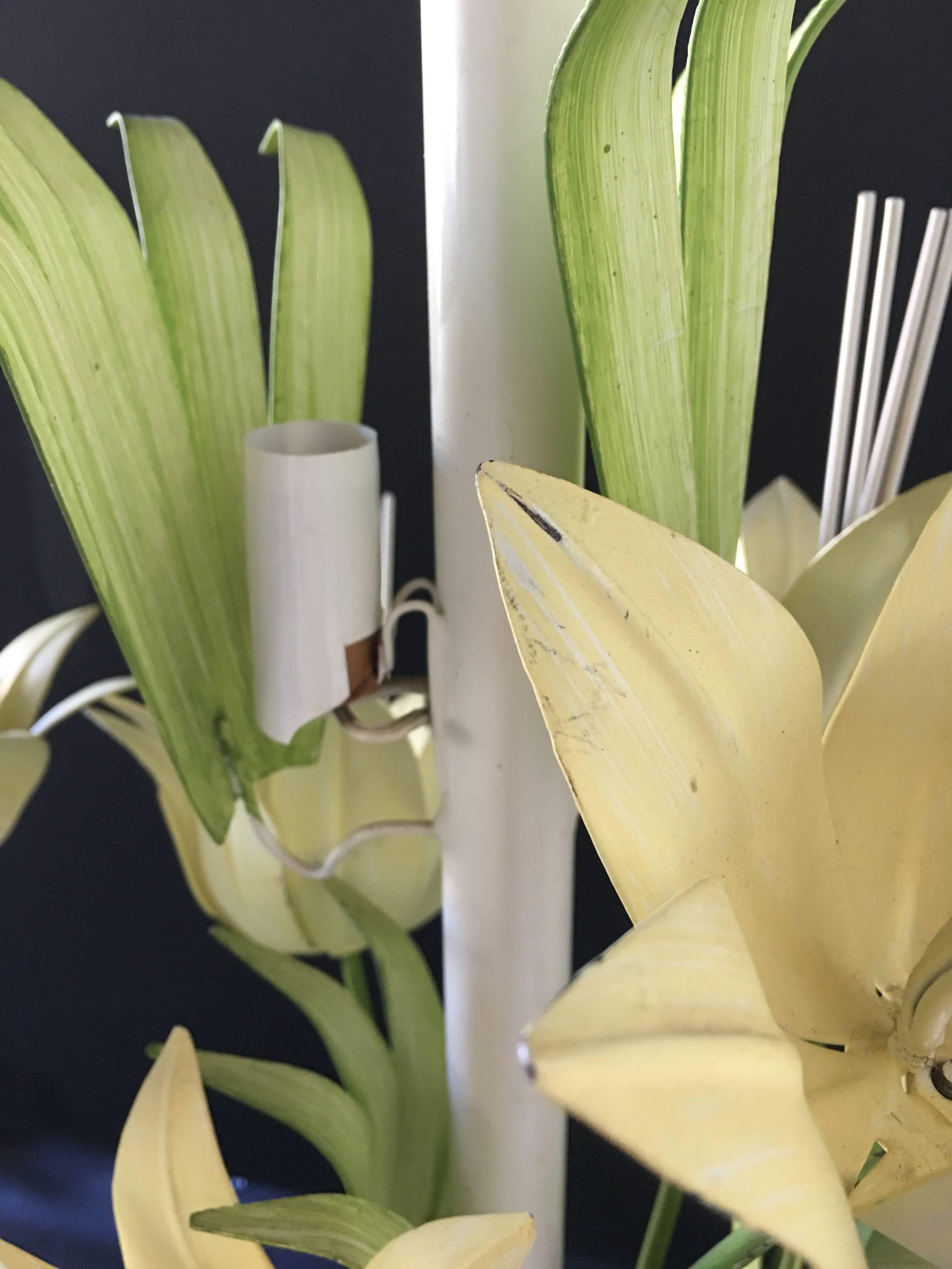 Mid-20th Century Mid-Century Sculptural Tole Flower Lamps