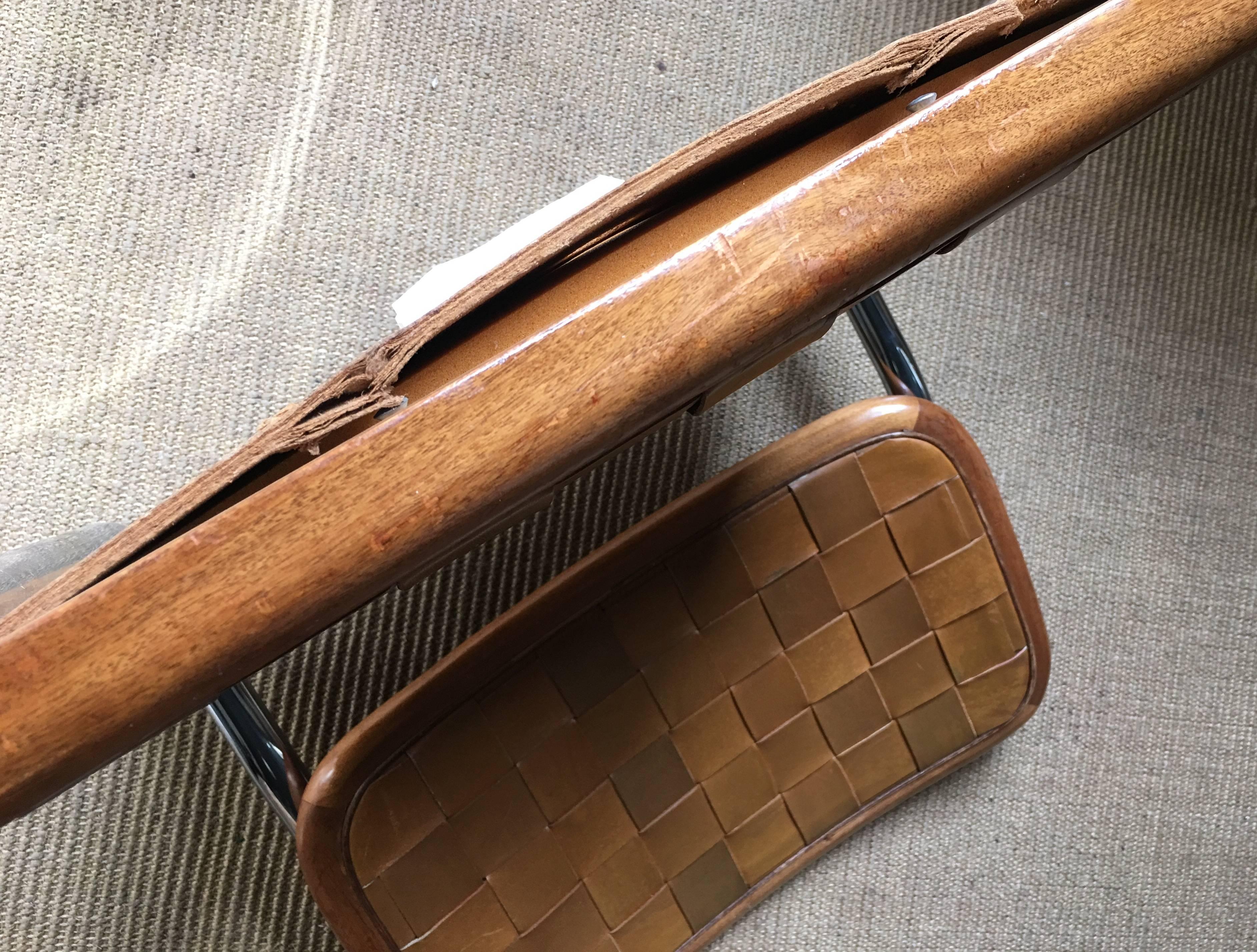 Mid-Century Modern Cantilevered Leather Chair, Marcel Breuer Style In Good Condition In Lambertville, NJ