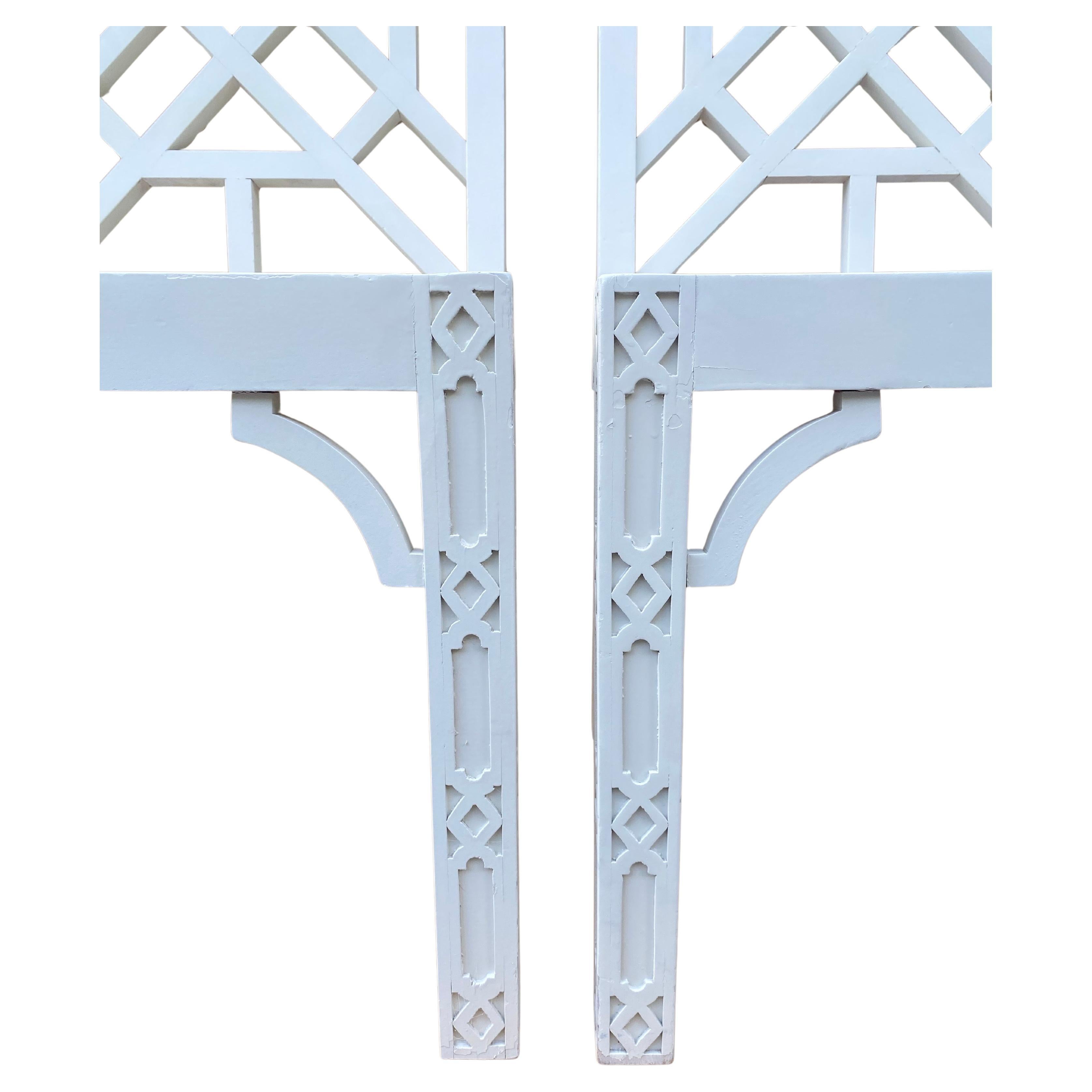 20th Century Chinese Chippendale Style Fretwork Armchairs, Pair For Sale