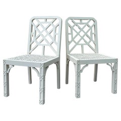 Chinese Chippendale Style Fretwork Armchairs, Pair