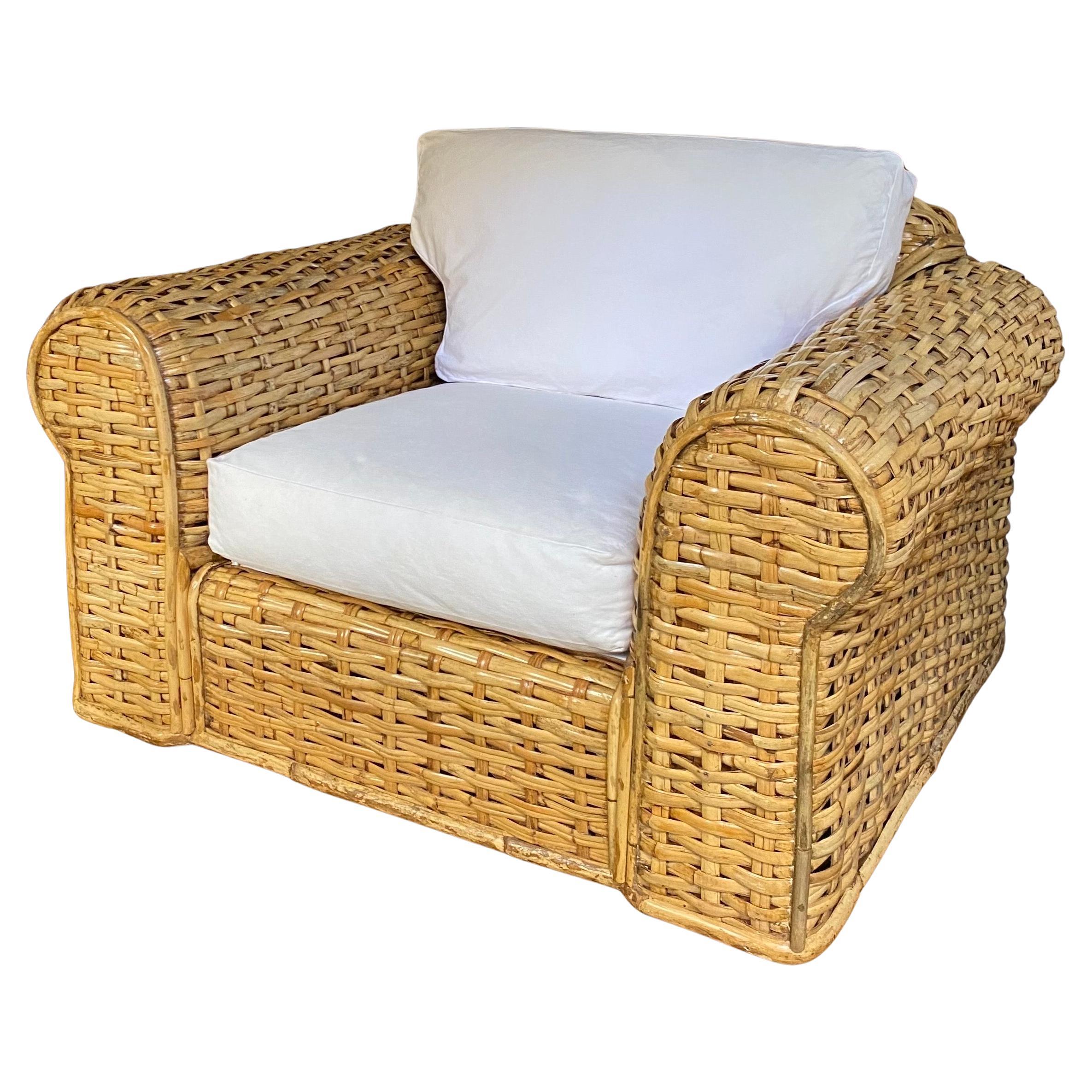Sillón Lounge Club Ralph Lauren de ratán tejido y bambú