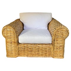 Ralph Lauren Woven Rattan and Bamboo Lounge Club Armchair