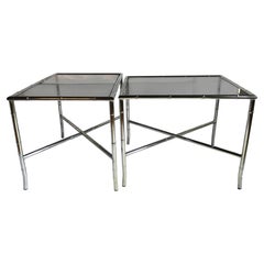 Mid-Century Modern Chinoiserie Faux Bamboo Side Tables
