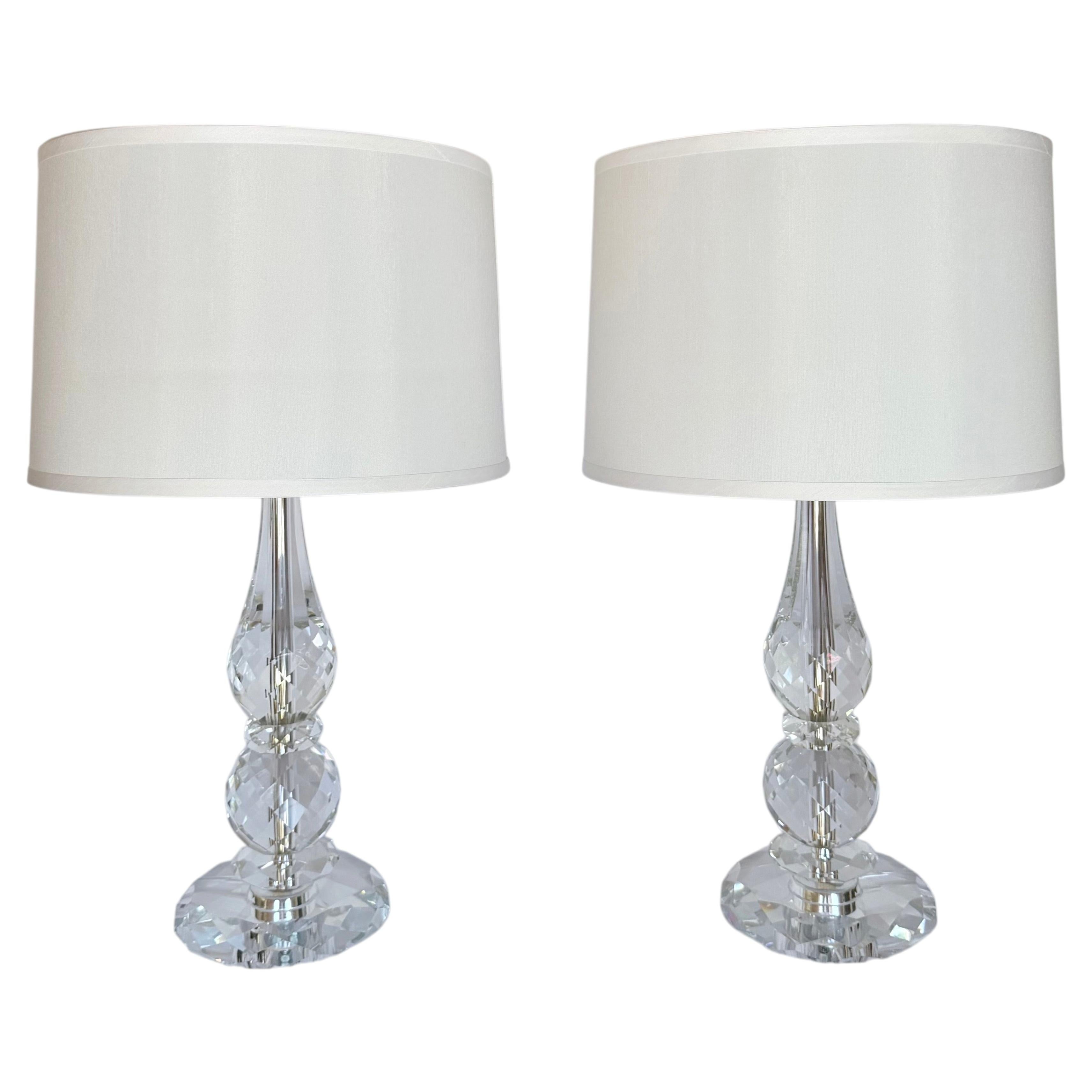 Lámparas de mesa Ralph Lauren de cristal tallado con diamantes, Pareja