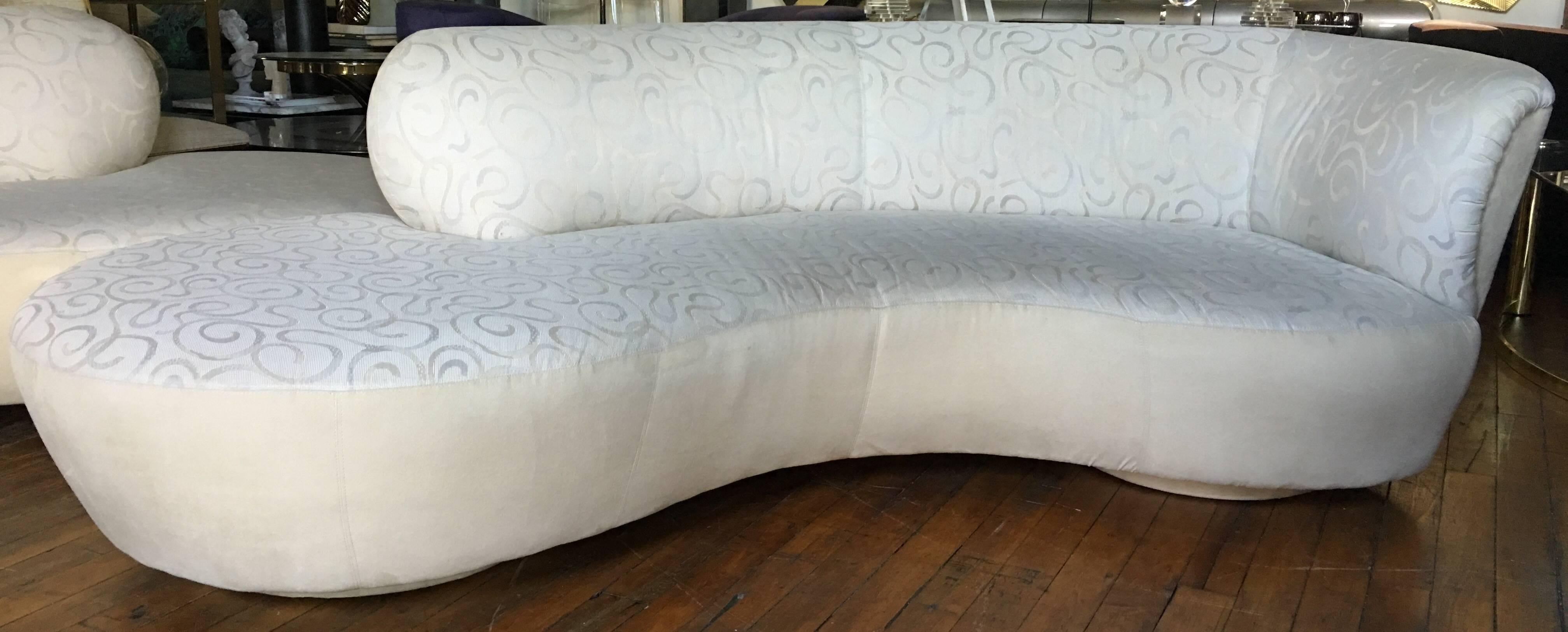 Late 20th Century Weiman Serpentine Cloud Sofas, in the style of Vladimir Kagan, Pair
