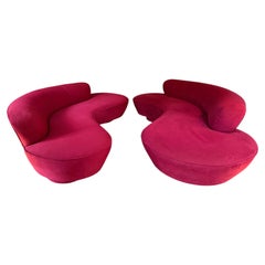 Vladimir Kagan Serpentine Cloud Sofas for Directional, Signed Pair
