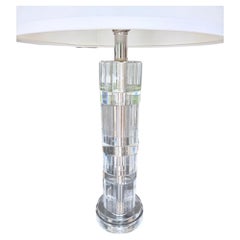 Ralph Lauren Home Faceted Crystal Column Chrome Modern Glam Luxury Table Lamp
