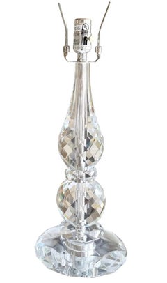 Ralph Lauren Home Diamond Cut Teardrop Crystal & Chrome Table Lamp Glam Regency