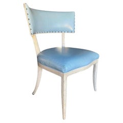 Niermann Weeks Gustavian Klismos Dining Chair with Pale Blue Ostrich Upholstery