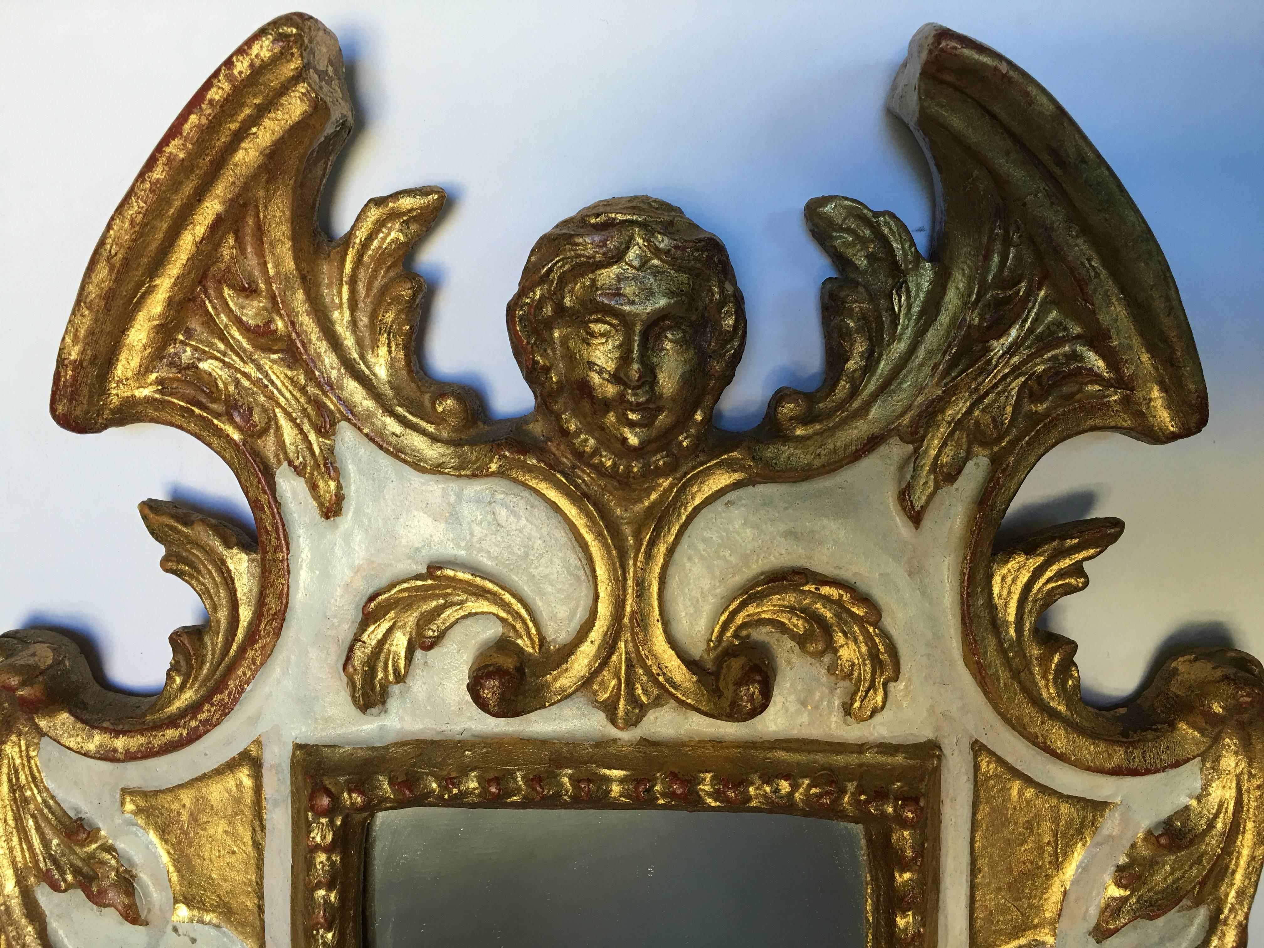 Rococo Italian Giltwood Gesso Figural Mirror