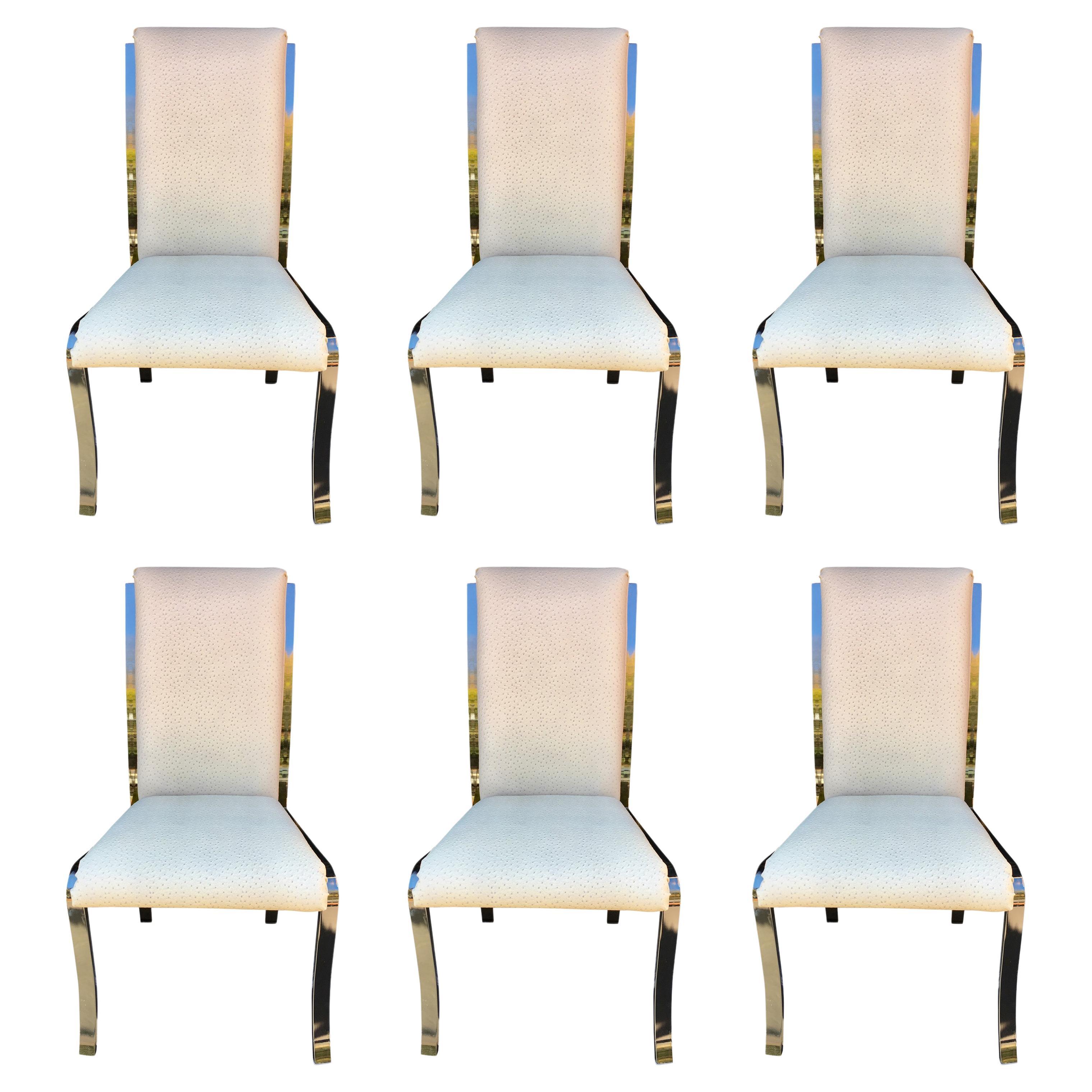 Ensemble de six chaises de salle à manger en autruche de Design Institute America, DIA en vente