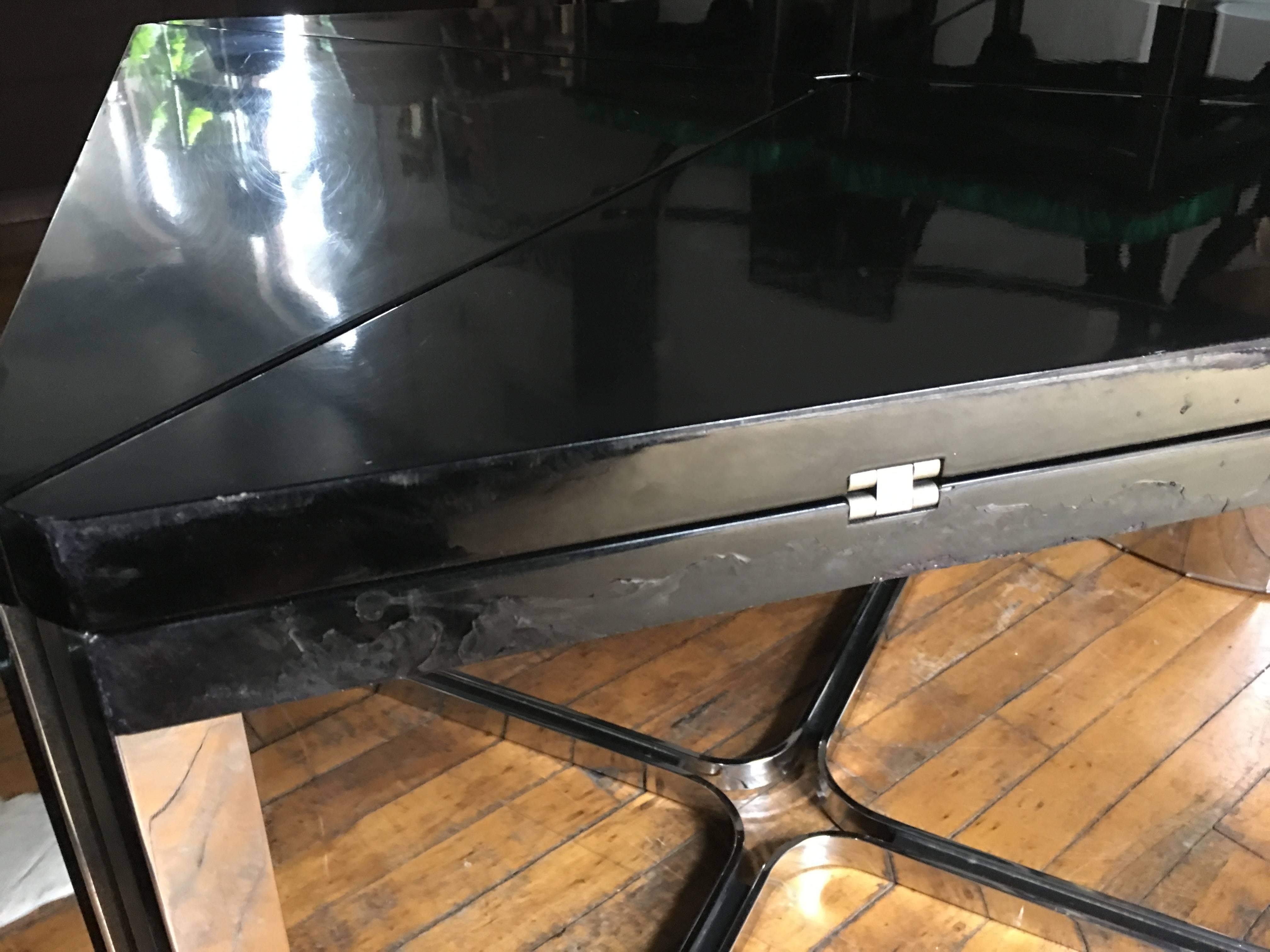 Flip-Top Lacquer and Steel Dining Table 2