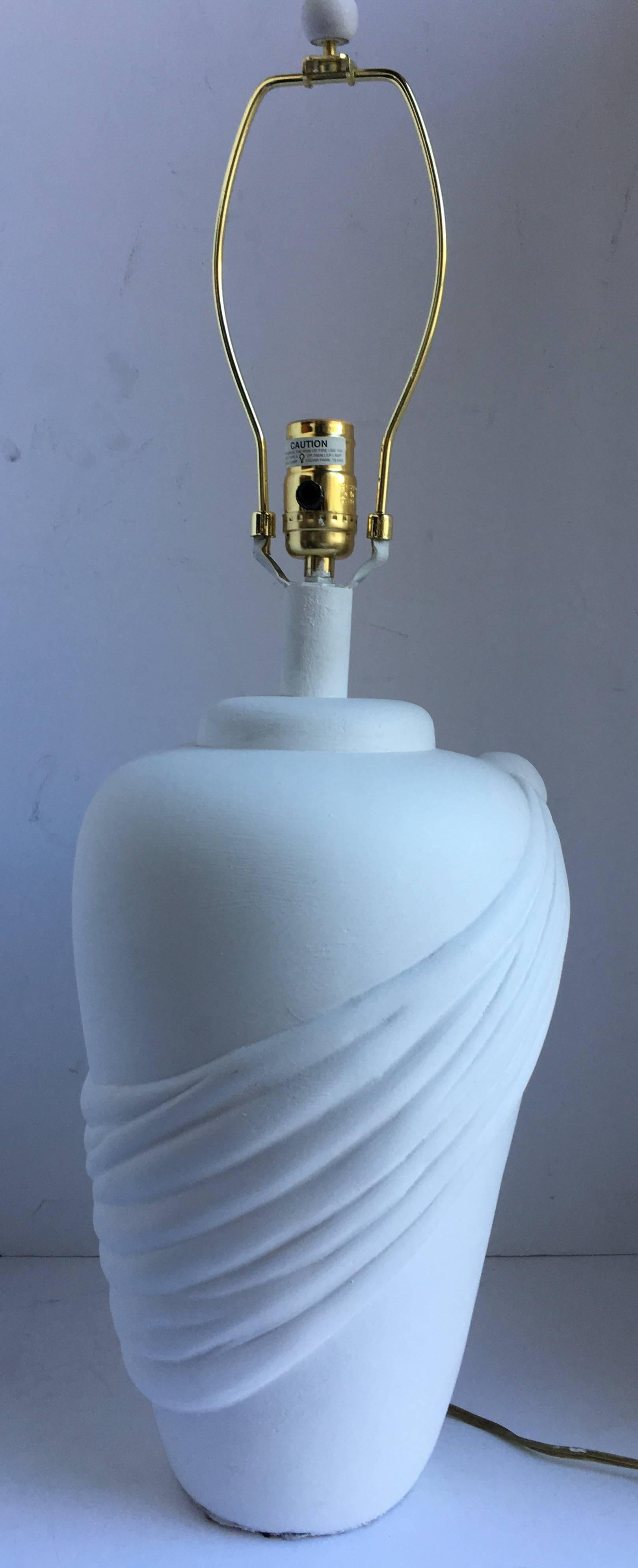 Ceramic Hollywood Regency John Dickinson Style Draped Plaster Table Lamp