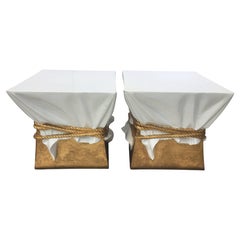 Sculptural Hollywood Regency Style Draped Rope Occasional Tables or Stools