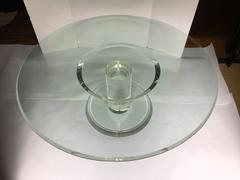 Mid-Century Modern Lucite and Glass Pedestal Cocktail Table