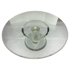 Mid-Century Modern Lucite and Glass Pedestal Cocktail Table
