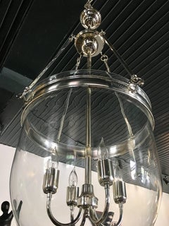 Large Glass and Chrome Bell Jar Lantern