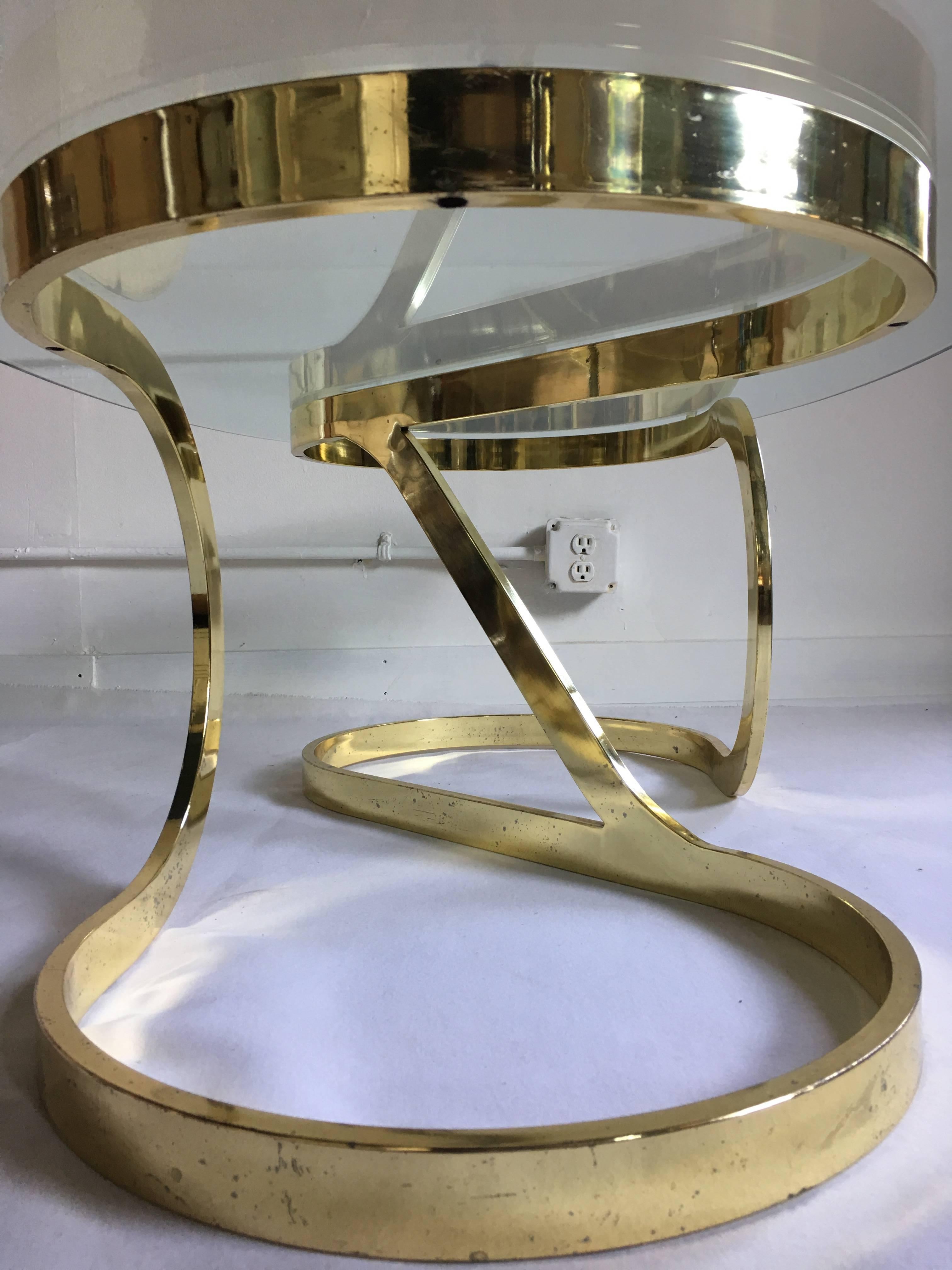 Late 20th Century Sculptural Brass and Glass Cocktail Table