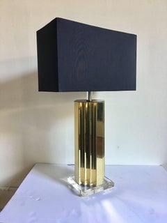 Skyscraper Brass and Lucite Table Lamp