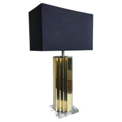 Mid-Century Modern Skyscraper Brass and Lucite Table Lamp