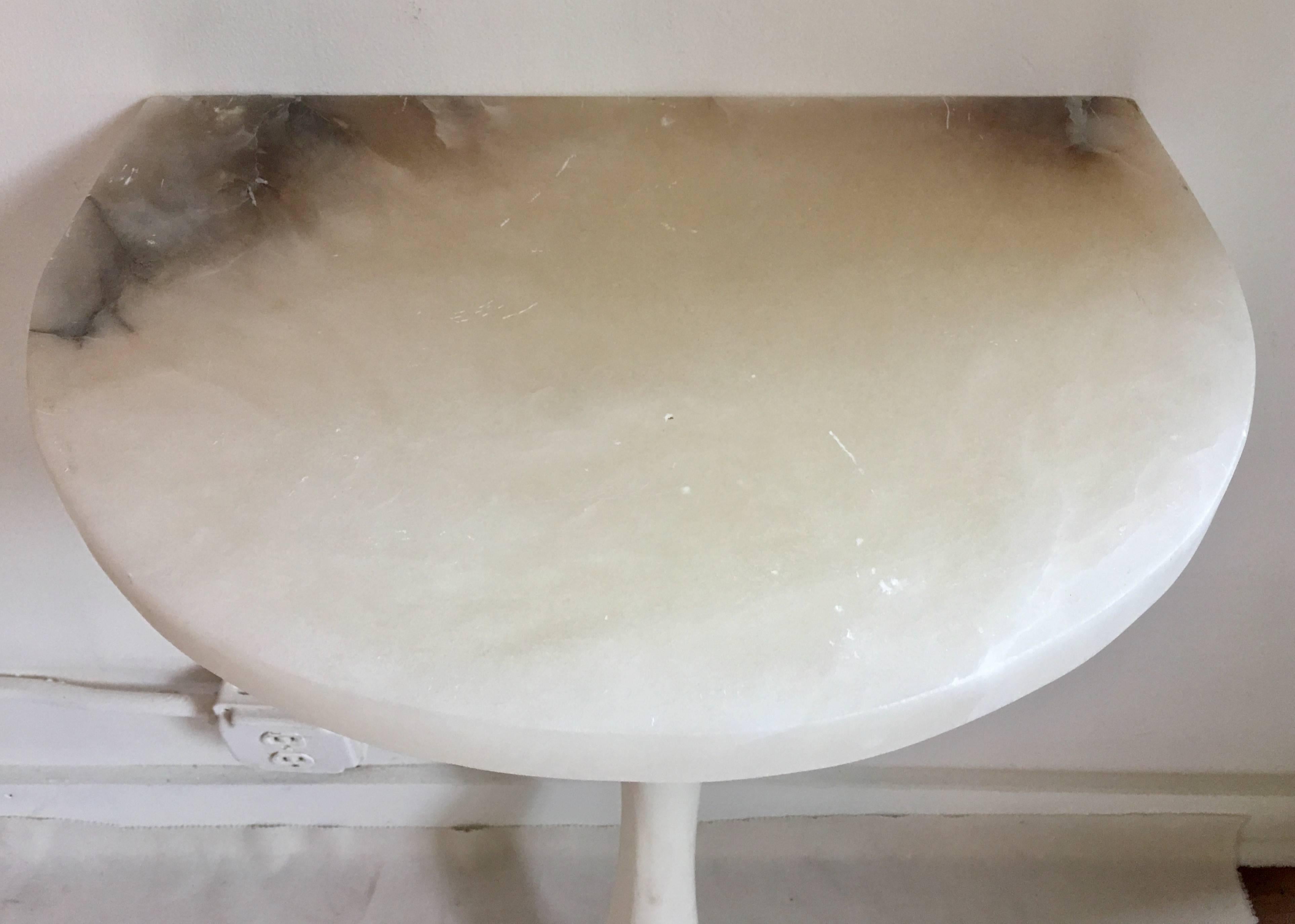 Contemporary Plaster White and Marble Animal Goat Leg Demilune Table