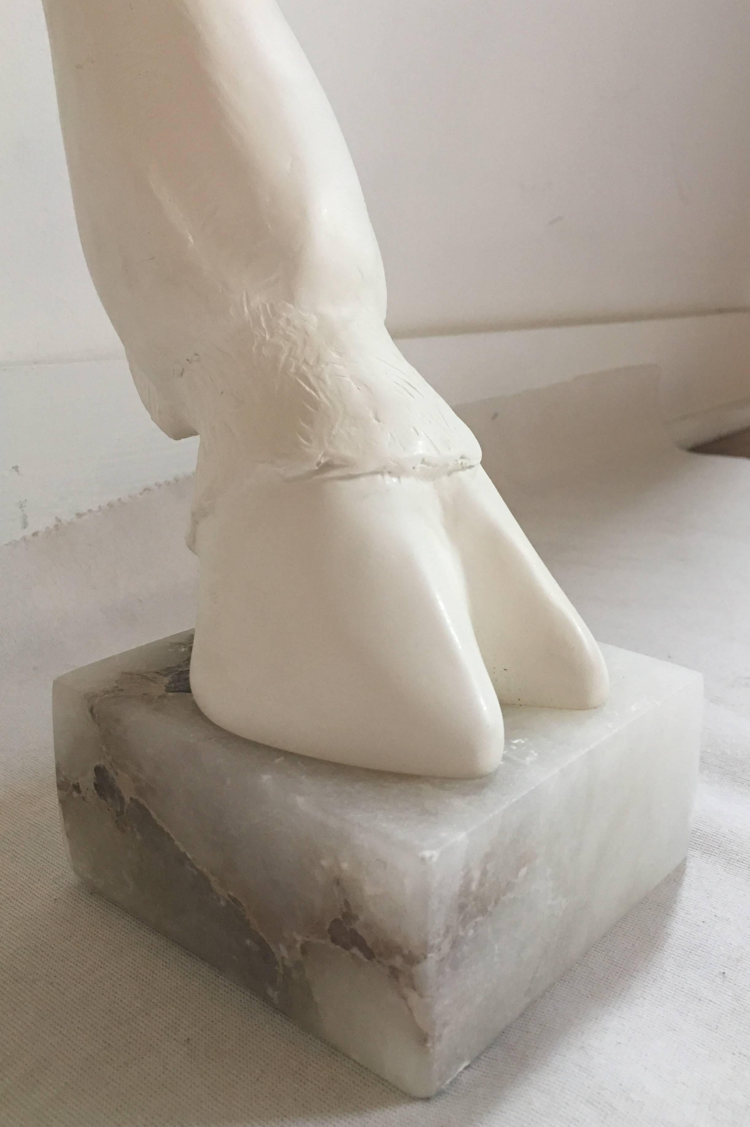Resin Plaster White and Marble Animal Goat Leg Demilune Table