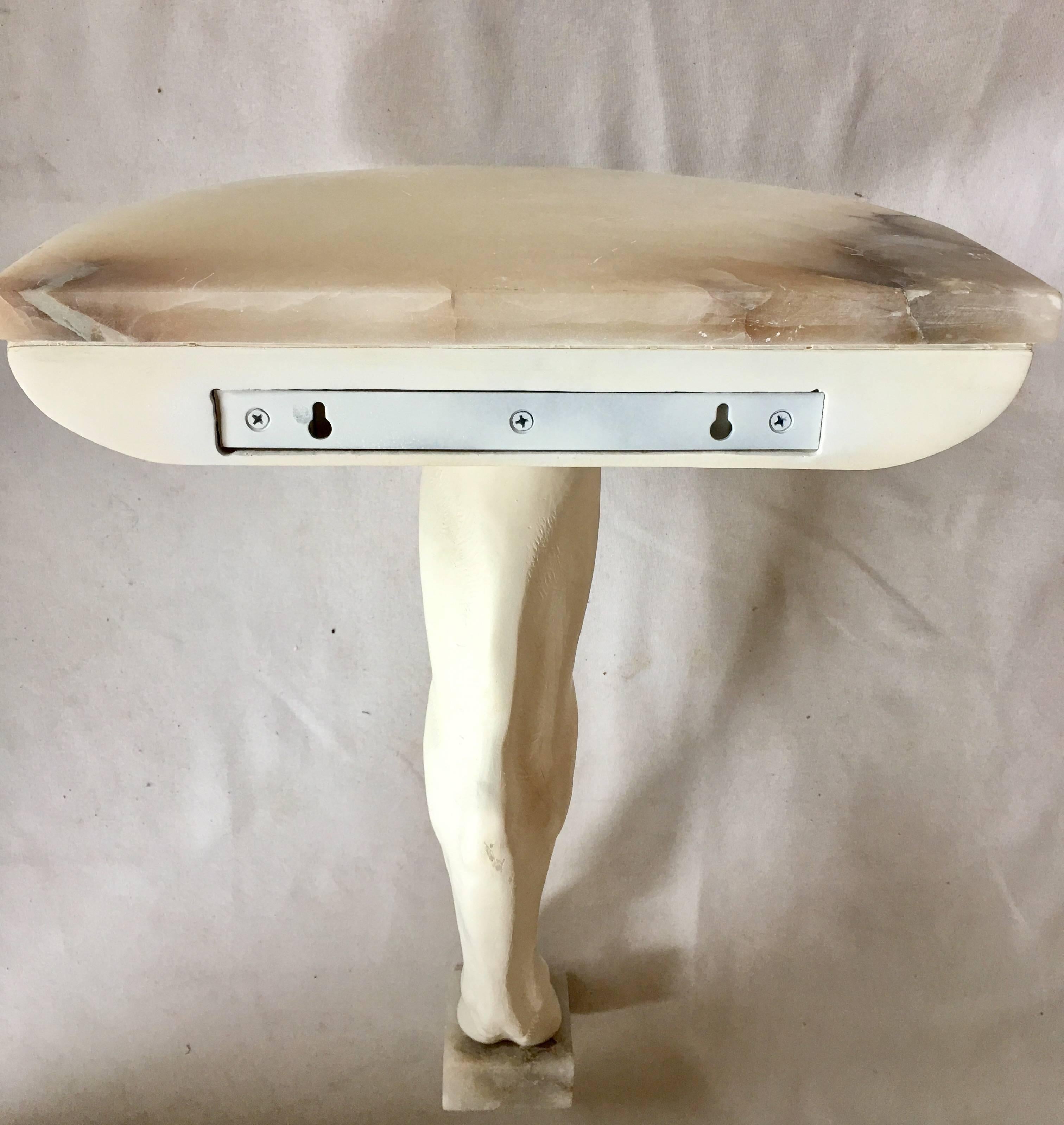 Plaster White and Marble Animal Goat Leg Demilune Table 2