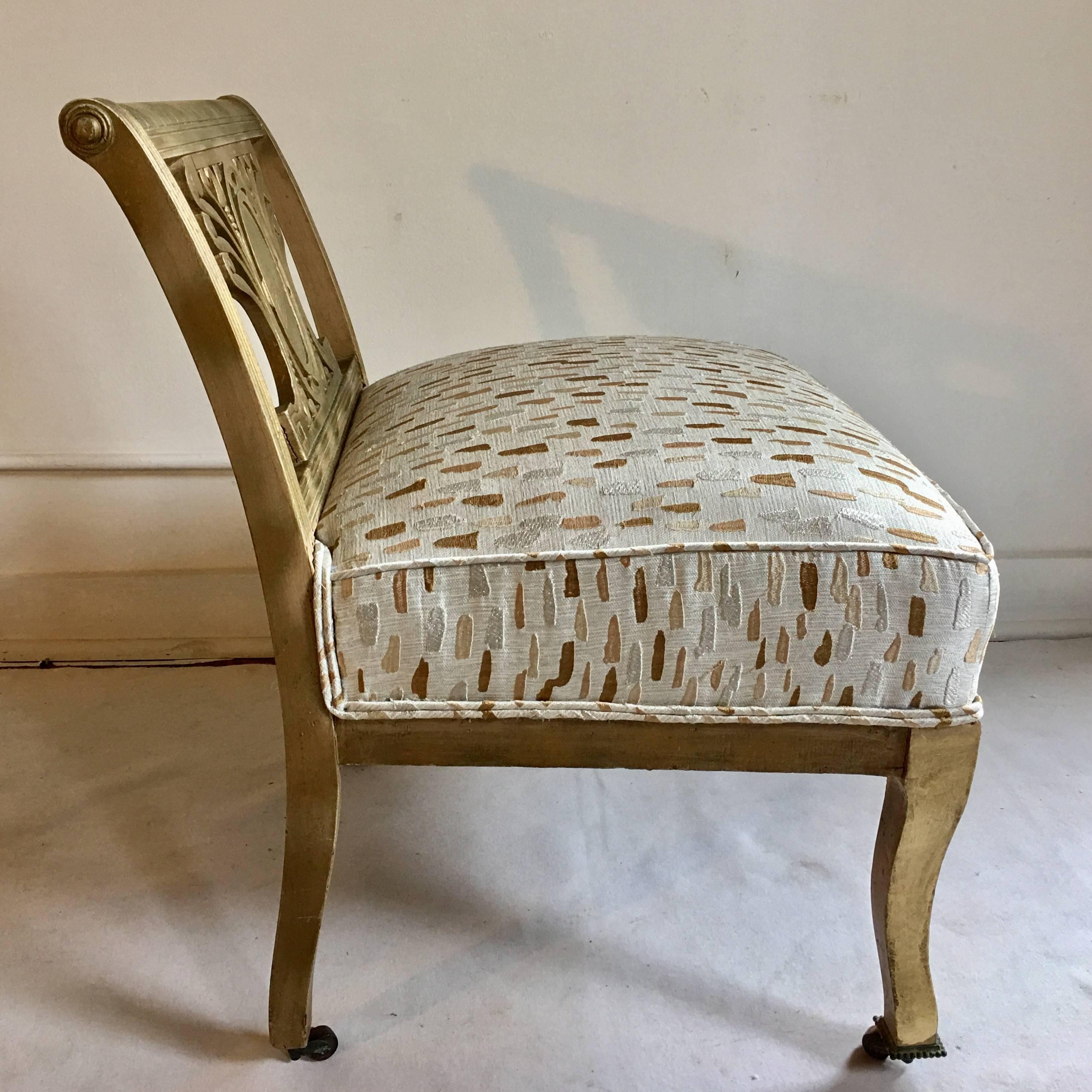 Mid-Century Hollywood Regency Style Greek Key Accent Chair or Bench, 1940s In Good Condition In Lambertville, NJ