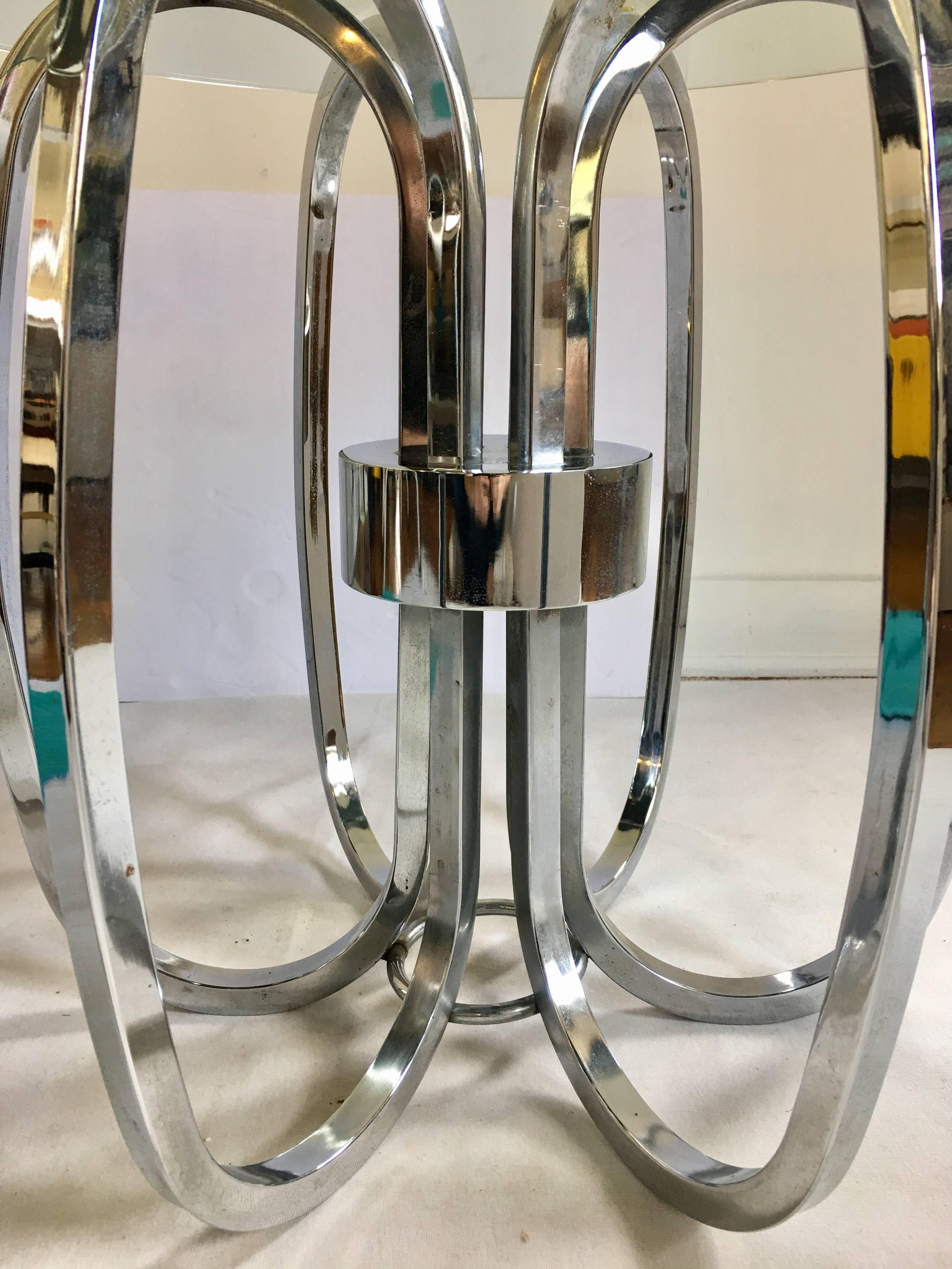 Late 20th Century Mid-Century Modern Chrome and Glass Sculptural Round Side Accent Table, 1970s