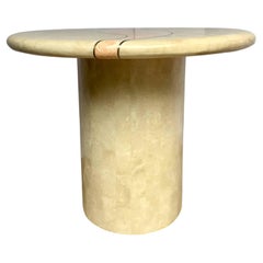 Casa Bique Round Tesselated Fossil Stone Side Accent Table, Maitland Smith