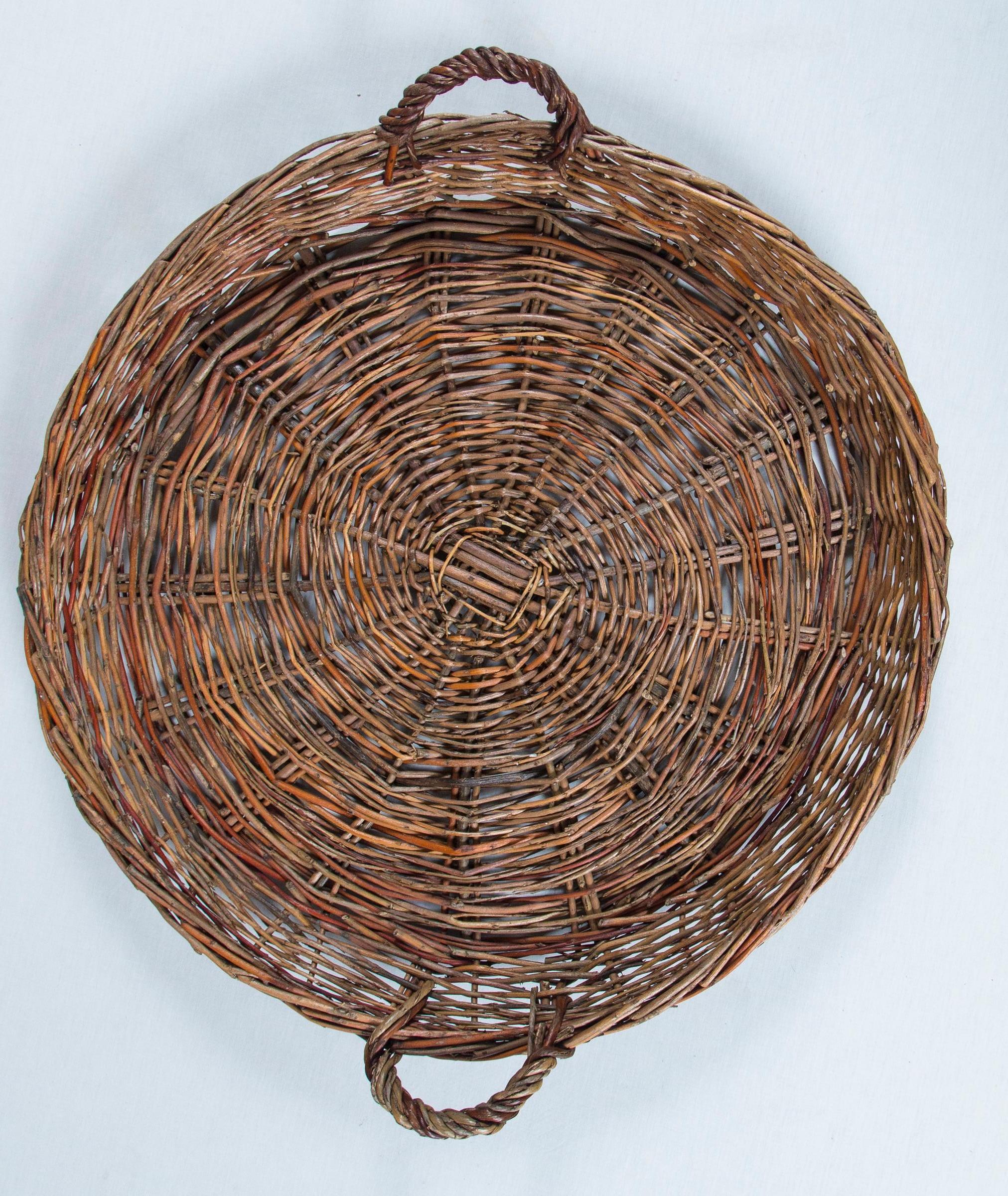 Willow Vintage Wicker Grape Basket, France, circa 1950