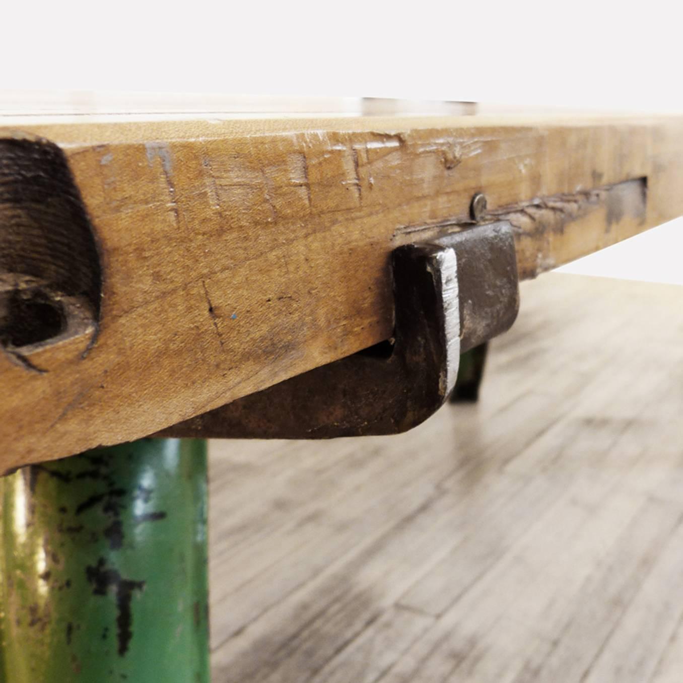 Industrial Dining Table with Cast Iron Legs and Reclaimed Wood